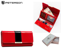 Portfel ze skóry eko RFID PETERSON  PTN 006-LAK Red