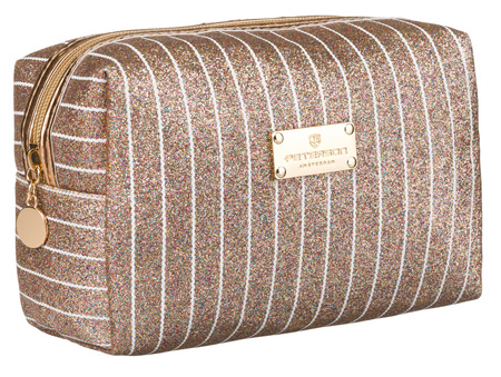 A glittering single-compartment travel vanity bag PTN KOS-L02-B Gold Rose Peterson