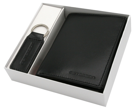 Gift set: leather wallet and keychain PETERSON PTN SET-M-N4-KCS