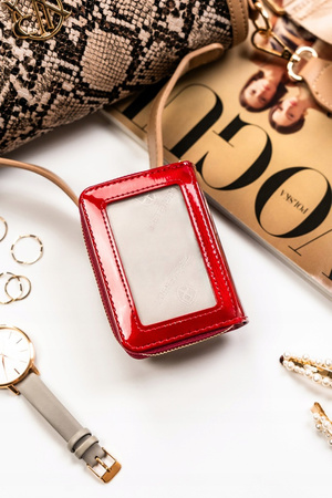 Women's wallet made of patent leather PTN PH33-1-SH Red