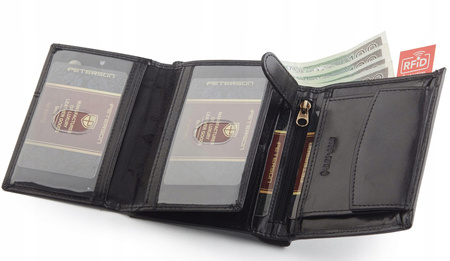 PETERSON PTN 317 2-1-1 BLACK RFID leather wallet