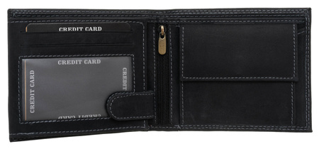 Leather Wallet N992-MHD-L Black-Red-White