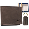 Leather wallet and keychain gift set PETERSON PTN SET-M-N992-CHM Brown