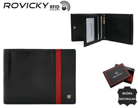 Portefeuille en cuir pour hommes N01-RVTP-3012 Noir-Rouge
