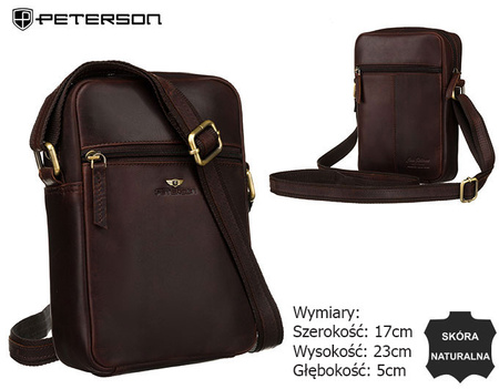 Męska torba ze skóry naturalnej PTN 704-OPU Brown