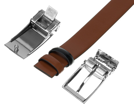 Gift Set: Reversible Leather Men's Belt + 2 Buckles Peterson PTN KL-B007-S001