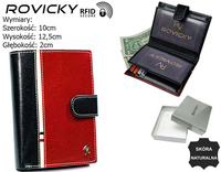 Portfel skórzany RFID ROVICKY 331L-RBA-D BLACK-RED