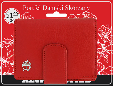 Portfel damski skórzany na blistrze R-D1503-NCD-BL Red