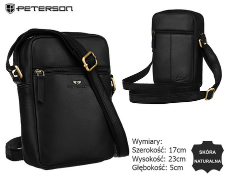 Men's bag made of natural leather PTN 704-OPU Black