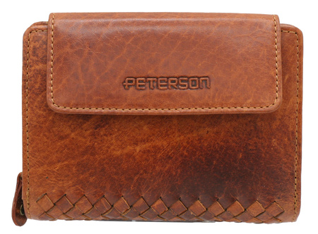 Women's wallet made of natural leather PTN WD2-VLCN Cognac