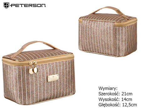 Duża kosmetyczka brokatowa PTN KOS-L04-B Gold Rose Peterson
