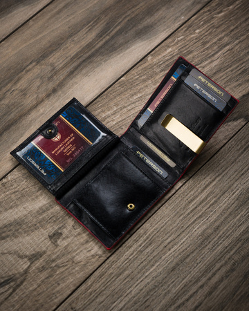 Portfel męski skórzany PTN N78-VT Black+Red