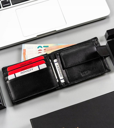 Men’s Gift Set: Leather Wallet and Keychain ROVICKY R-SET-M-N003L-GVT