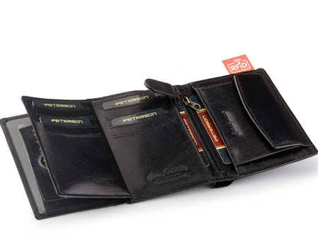 PETERSON PTN 339 2-1-1 BLACK RFID leather wallet