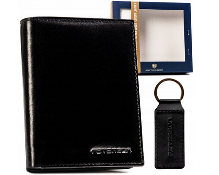 Gift set: leather wallet and keychain PETERSON PTN SET-M-1549-KCS