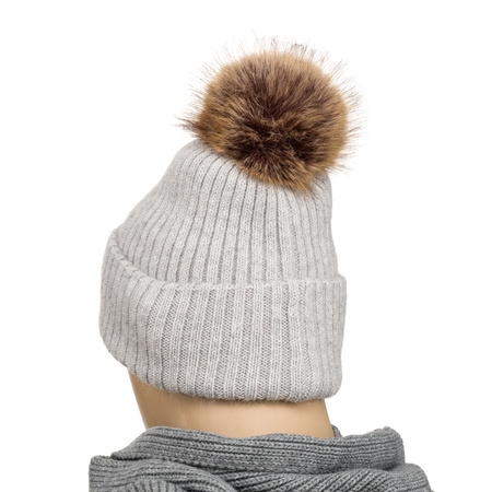 Warm Women's Hat with Angora Blend PETERSON PTN HAT-08 Grey