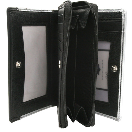 Portfel damski skórzany RV-791-SLA Silver black