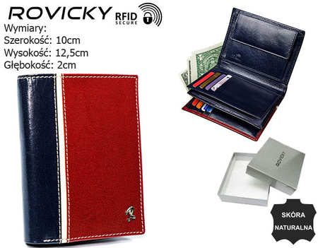 Portfel skórzany RFID ROVICKY 331-RBA-D BLACK-RED