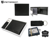 PETERSON PTN SET-M-N992-KCS leather wallet and key ring gift set