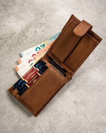 Leather wallet & key ring set PETERSON PTN SET-M-N003L