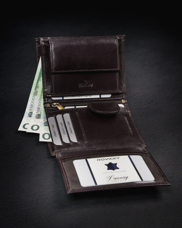 Portfel skórzany RFID ROVICKY 1502-03-BOR Brown+Black
