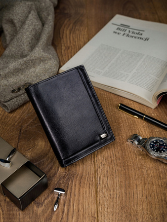 Portfel skórzany RFID PC-104-BAR Black