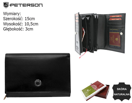 A women’s leather wallet in a horizontal orientation PTN D15-NGV Black
