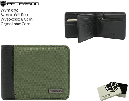Portfel męski ze skóry PU PTN EH-06Z Army green-black