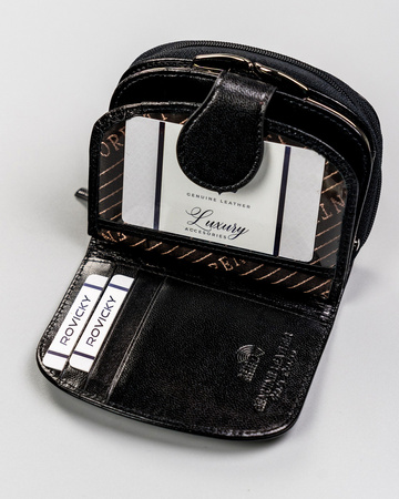 Women's leather wallet 43972-CIS-3337 BLACK