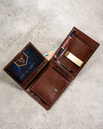 Męski zestaw prezentowy: skórzany portfel, etui i brelok PETERSON  PTN SET3-N79-VT