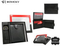 Zestaw prezentowy: skórzany portfel+brelok ROVICKY R-SET-M-N003L-GVT