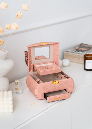 Pink Jewelry Box with Flower Decoration Peterson PTN SZK-01