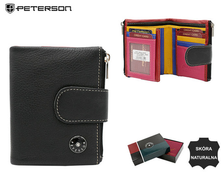 Portfel damski skórzany PTN D24-S-MNK Black Multi