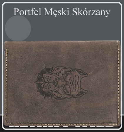 Portfel męski skórzany Blister N4-CHM-DOG-2-BL Brown