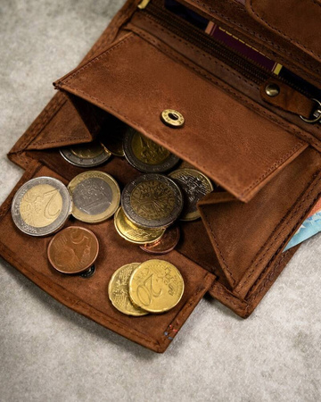 Zestaw prezentowy: skórzany portfel i brelok Peterson PTN SET-M-1542-CHM Cognac