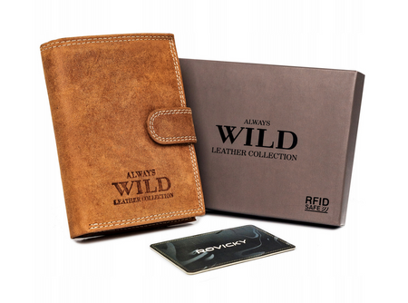 Portfel męski ze skóry naturalnej N4L-P-CHM Cognac