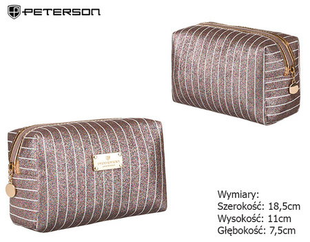 Brokatowa kosmetyczka podróżna jednokomorowa kuferek PTN KOS-L02-B L.Pink Peterson