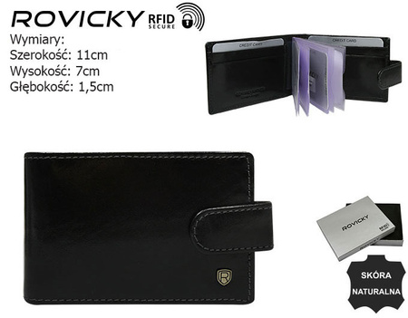 Skórzane etui na karty RFID ROVICKY TW-02-RVT Black
