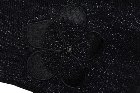 Czapka damska z domieszką wełny PTN HAT-02 Black Peterson