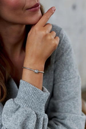 Silver heart-shaped charm adorned with cubic zirconia PETERSO CHP-023