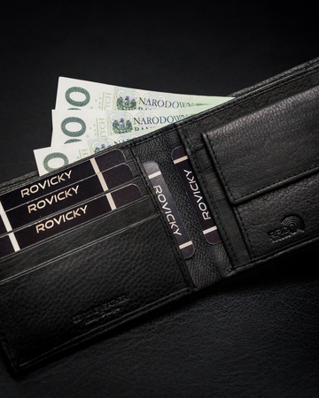 Portfel skórzany RFID ROVICKY N8824-PZ-CCR Black
