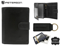 Gift set: leather wallet and key ring PETERSON PTN SET-M-N4L-GVT