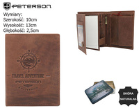 Portfel skórzany RFID PETERSON PTN N4-BE-TRAV L.Brown
