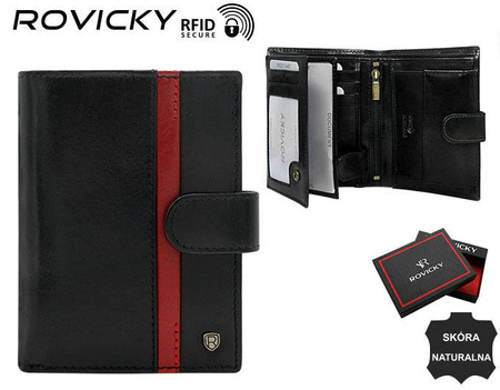 Men's Leather Wallet N4L-RVTP-2985 Black-Red