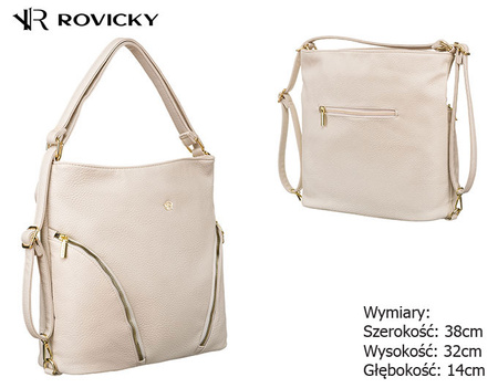 Torba damska i plecak miejski w jednym ze skóry ekologicznej PU R-KP-18-A19 Beige