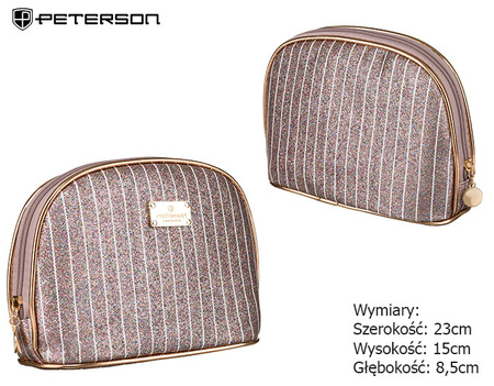 Brokatowa kosmetyczka podróżna w paski PTN KOS-L01-B L.Pink Peterson