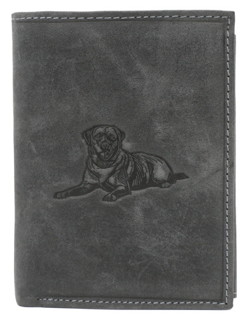 RFID Men's leather wallet adorned with a dog engraving Always Wild N4-CHM-DOG