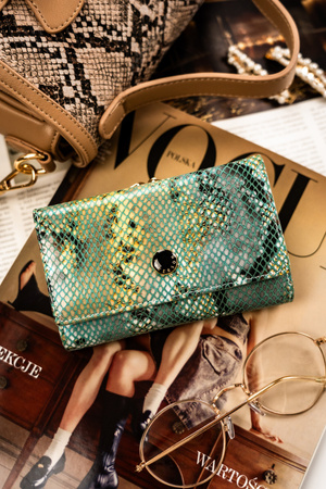 Exotic Pattern Natural Leather Women's Wallet Peterson PTN 42108-SFL Blue