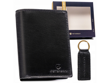 Gift set: leather wallet and keyring PETERSON PTN SET-M-N4-GVT
