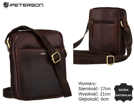 Men's Leather Shoulder Bag PTN 720-OPU Brown